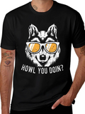 Howl You Doin Wolf Graphic Tee - Mens Black T-Shirt product image 1