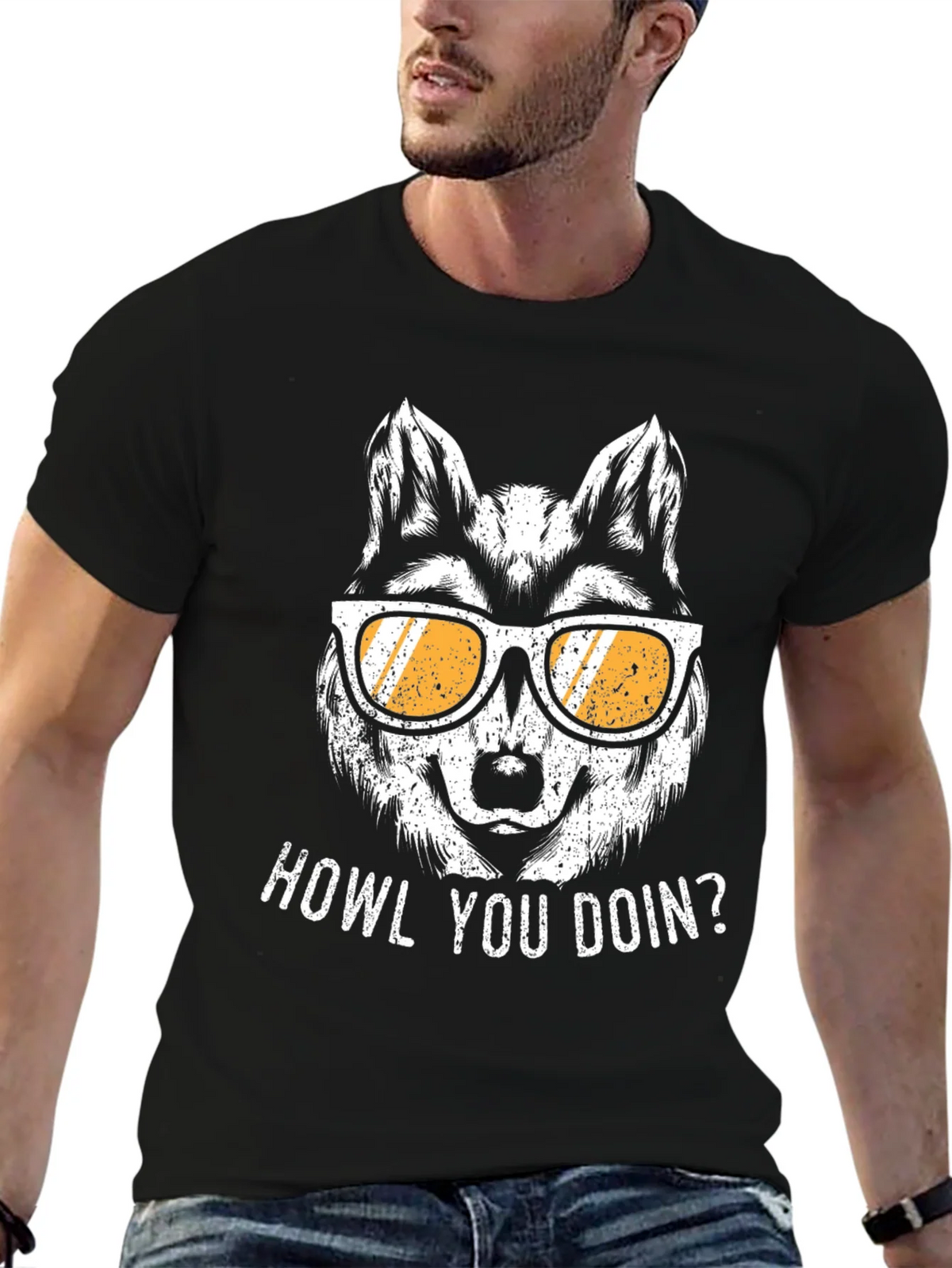 Howl You Doin Wolf Graphic Tee - Mens Black T-Shirt product image 9