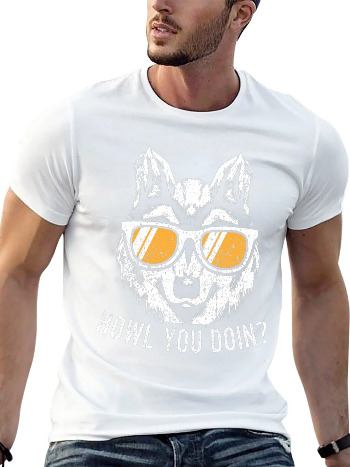 Howl You Doin Wolf Graphic Tee - Mens Black T-Shirt product image 4