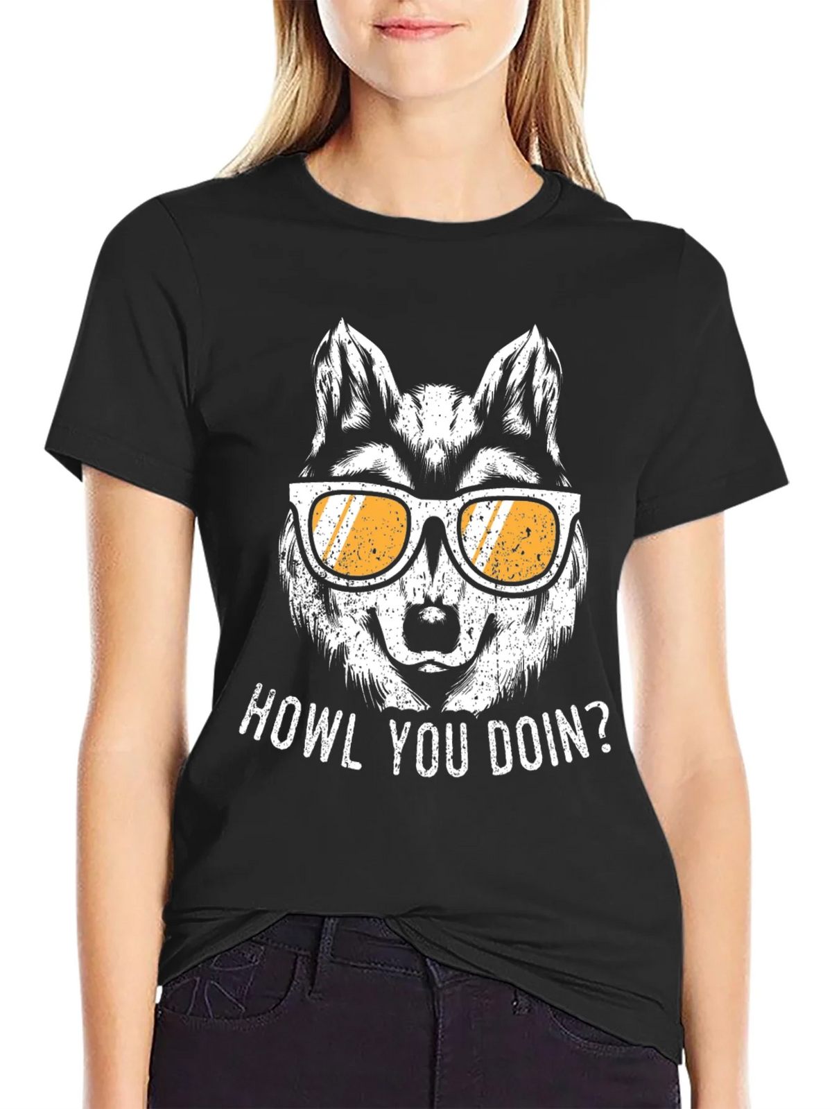 Howl You Doin Wolf Graphic Tee - Mens Black T-Shirt product image 5