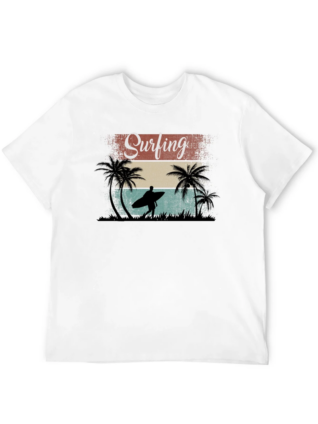 Surfing Retro Graphic Tee - Black Cotton T-Shirt product image 2