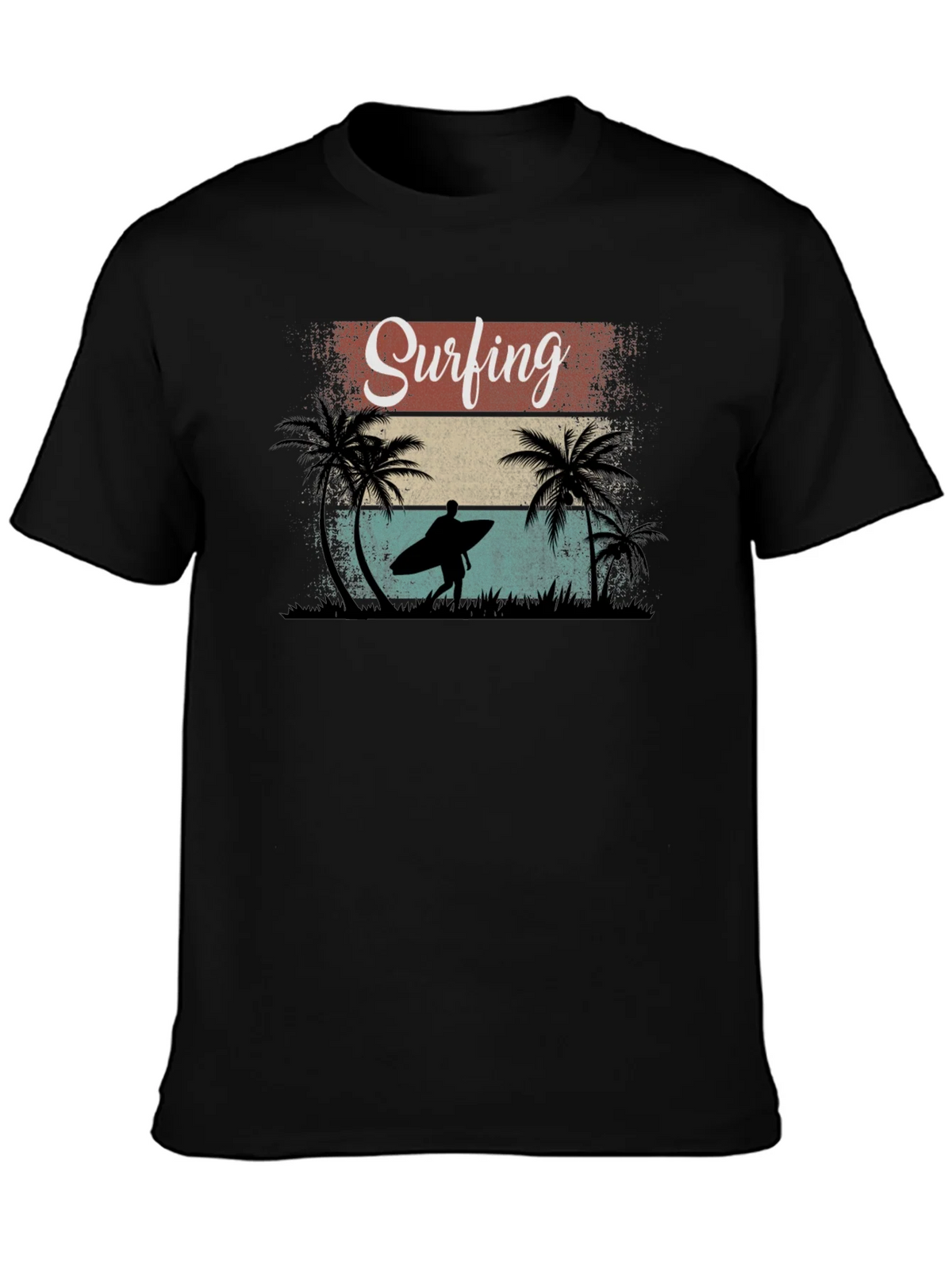 Surfing Retro Graphic Tee - Black Cotton T-Shirt product image 5