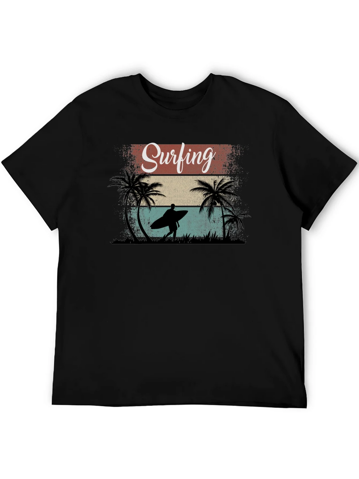 Surfing Retro Graphic Tee - Black Cotton T-Shirt product image 6