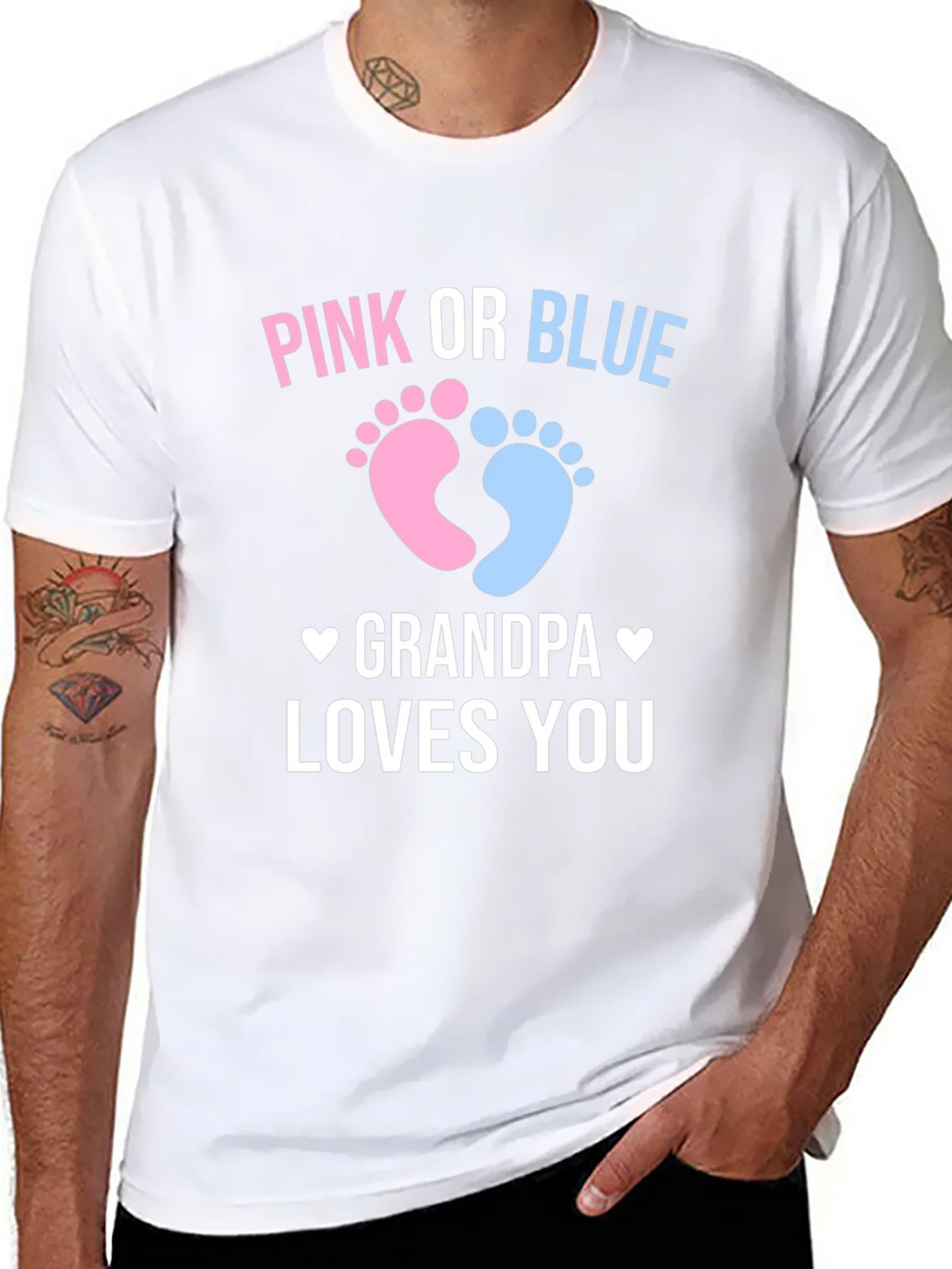 Pink or Blue Grandpa Loves You Gender Reveal T-Shirt product image 10