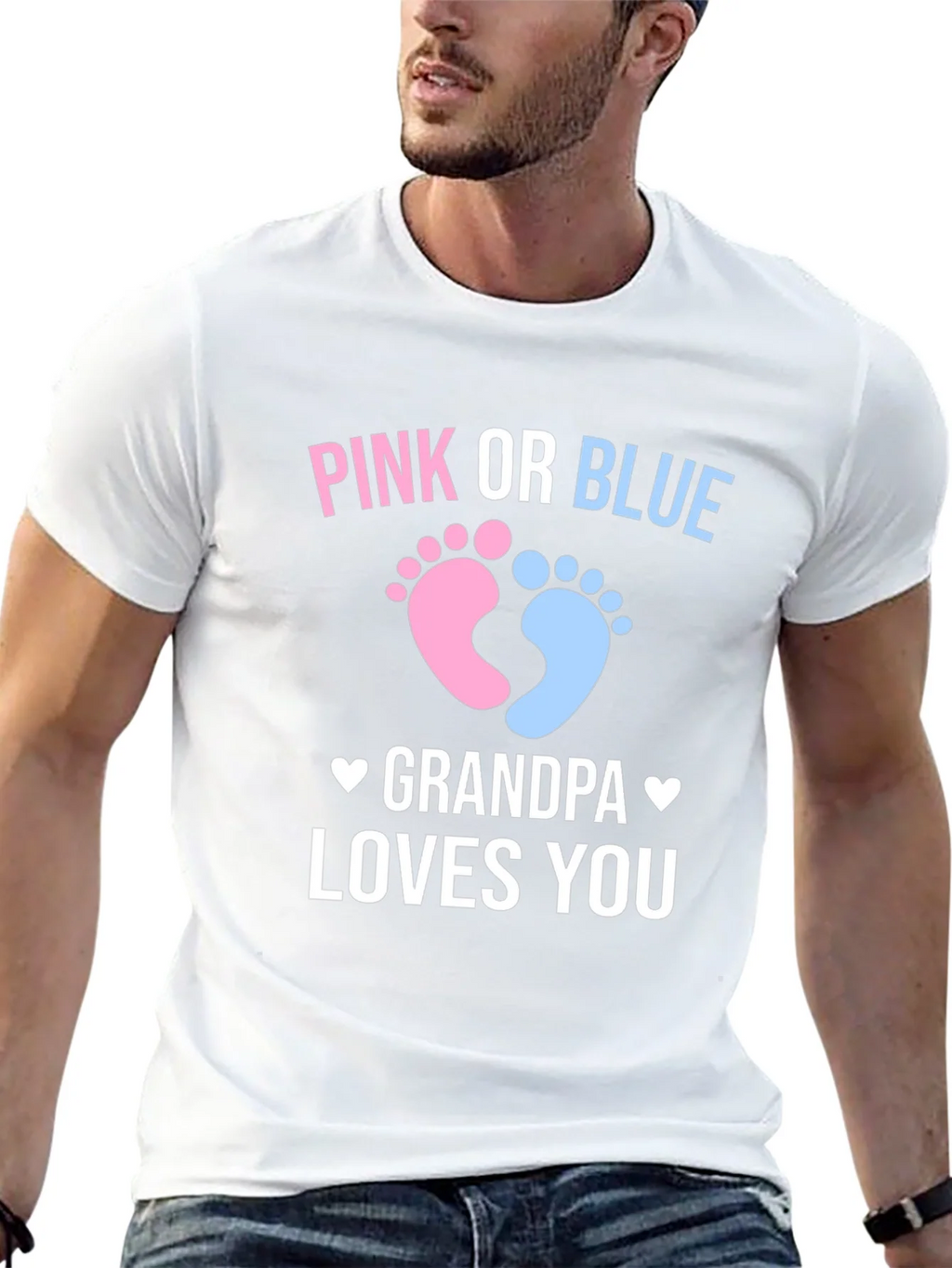 Pink or Blue Grandpa Loves You Gender Reveal T-Shirt product image 4