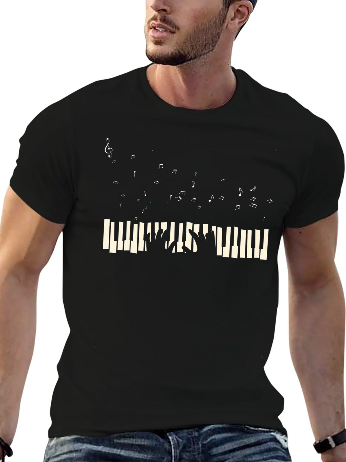 Musical Piano T-Shirt - Black product image 9