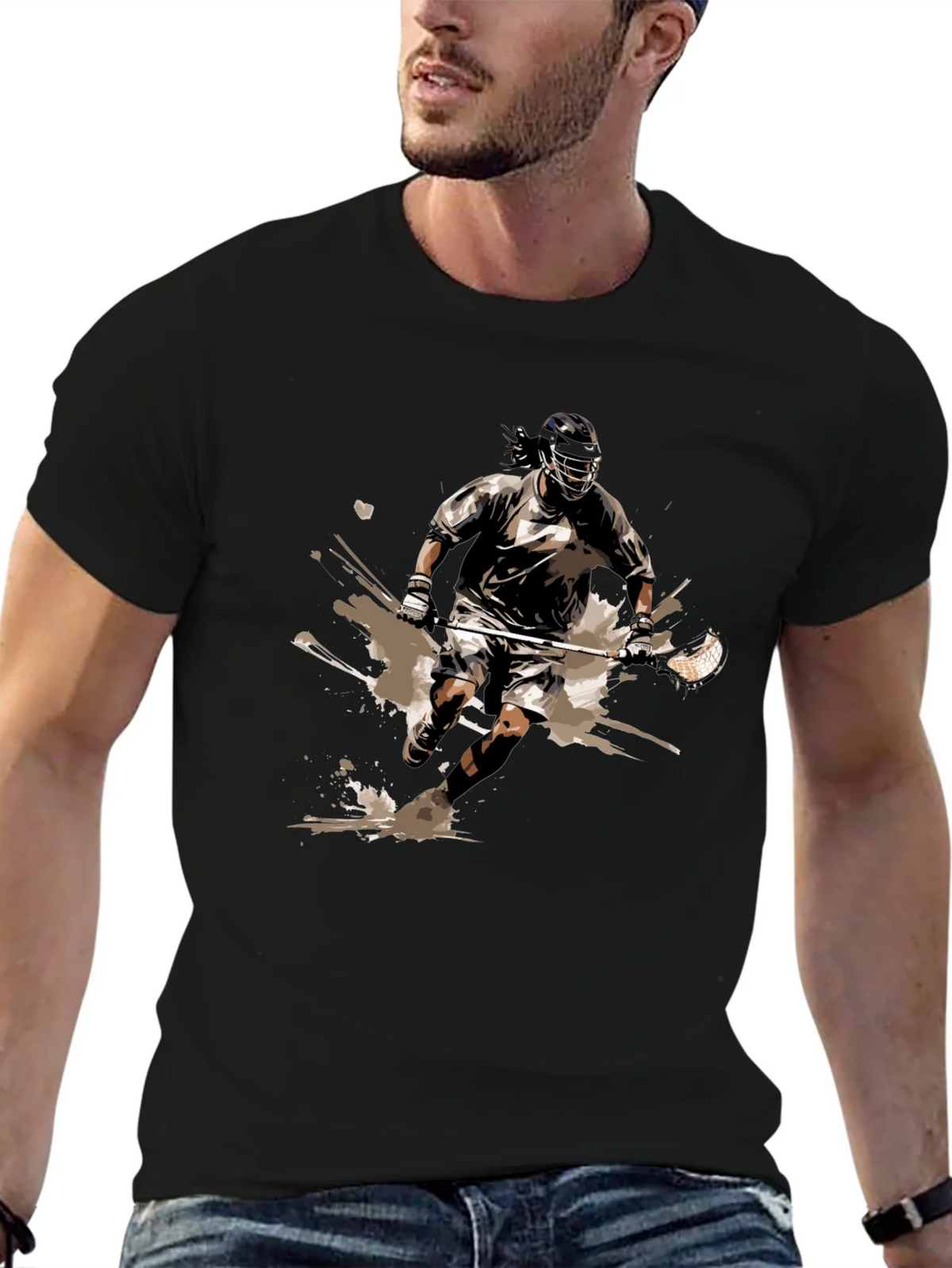 Lacrosse Player Graphic Tee - Black Cotton Comfort product image 9
