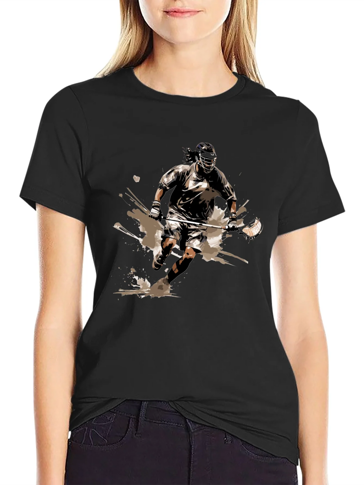 Lacrosse Player Graphic Tee - Black Cotton Comfort product image 5