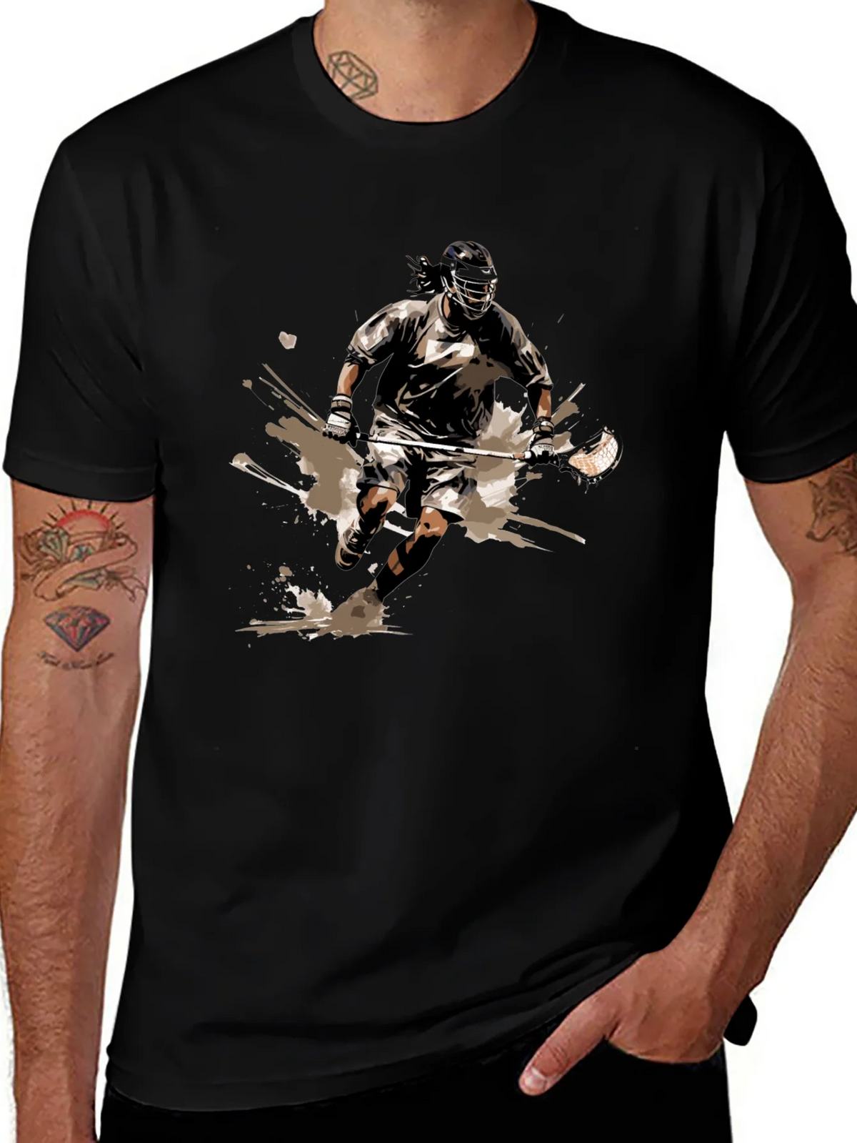 Lacrosse Player Graphic Tee - Black Cotton Comfort product image 1