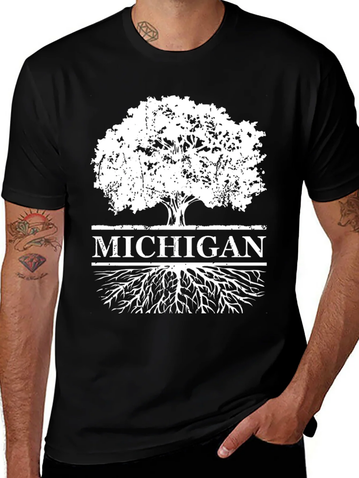 Michigan Tree Roots T-Shirt - Black product image 1