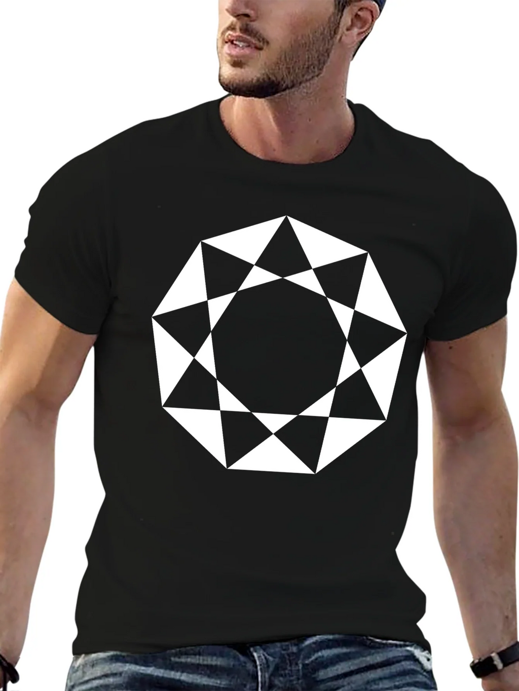 Geometric Octagon Graphic Tee - Modern Black Shirt product image 6