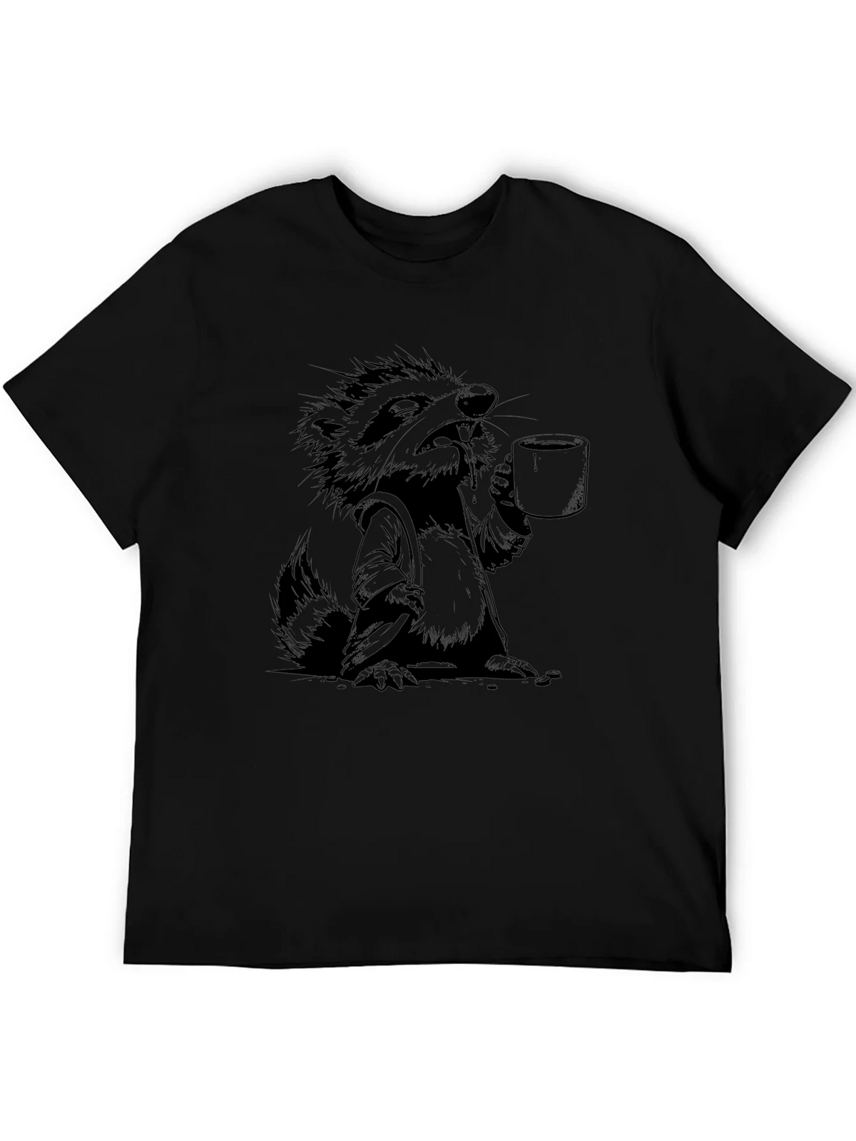 Grumpy Raccoon Coffee T-Shirt - Black Cotton Tee product image 1