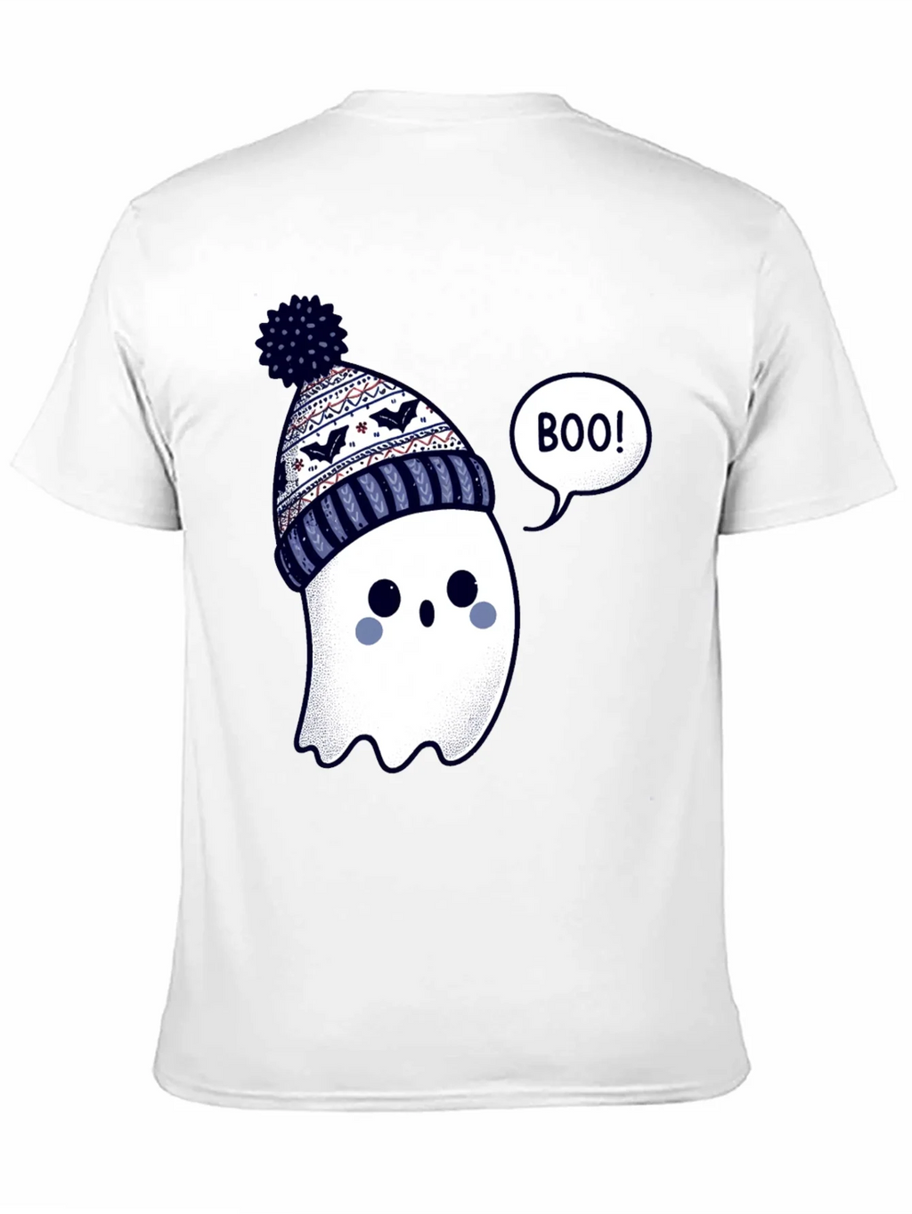 Cute Ghost in Beanie T-Shirt - Halloween Style