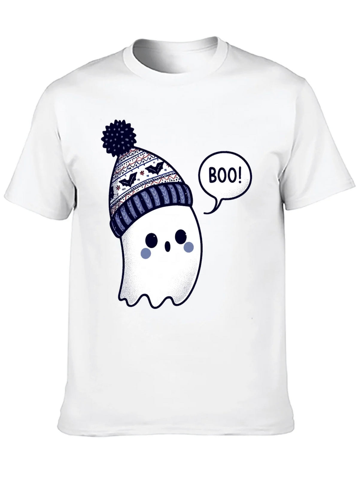 Cute Ghost in Beanie T-Shirt - Halloween Style