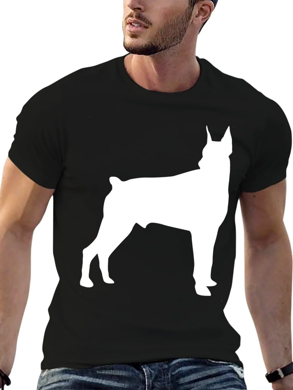Doberman Silhouette Graphic Tee - Black Cotton Blend product image 9