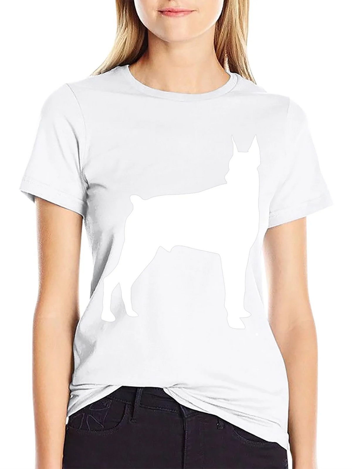 Doberman Silhouette Graphic Tee - Black Cotton Blend product image 11