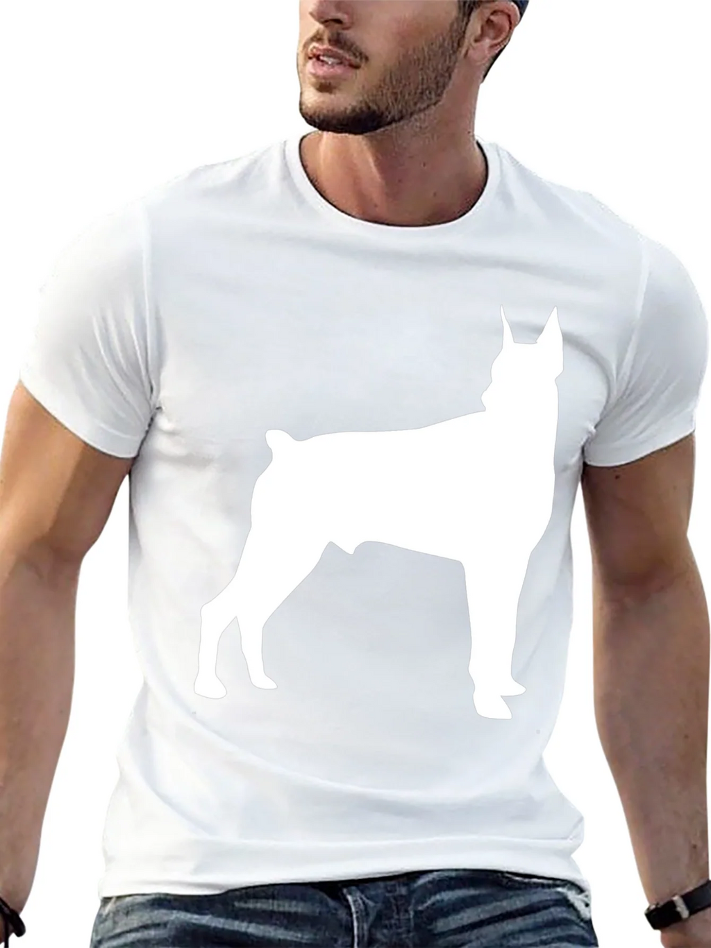 Doberman Silhouette Graphic Tee - Black Cotton Blend product image 4
