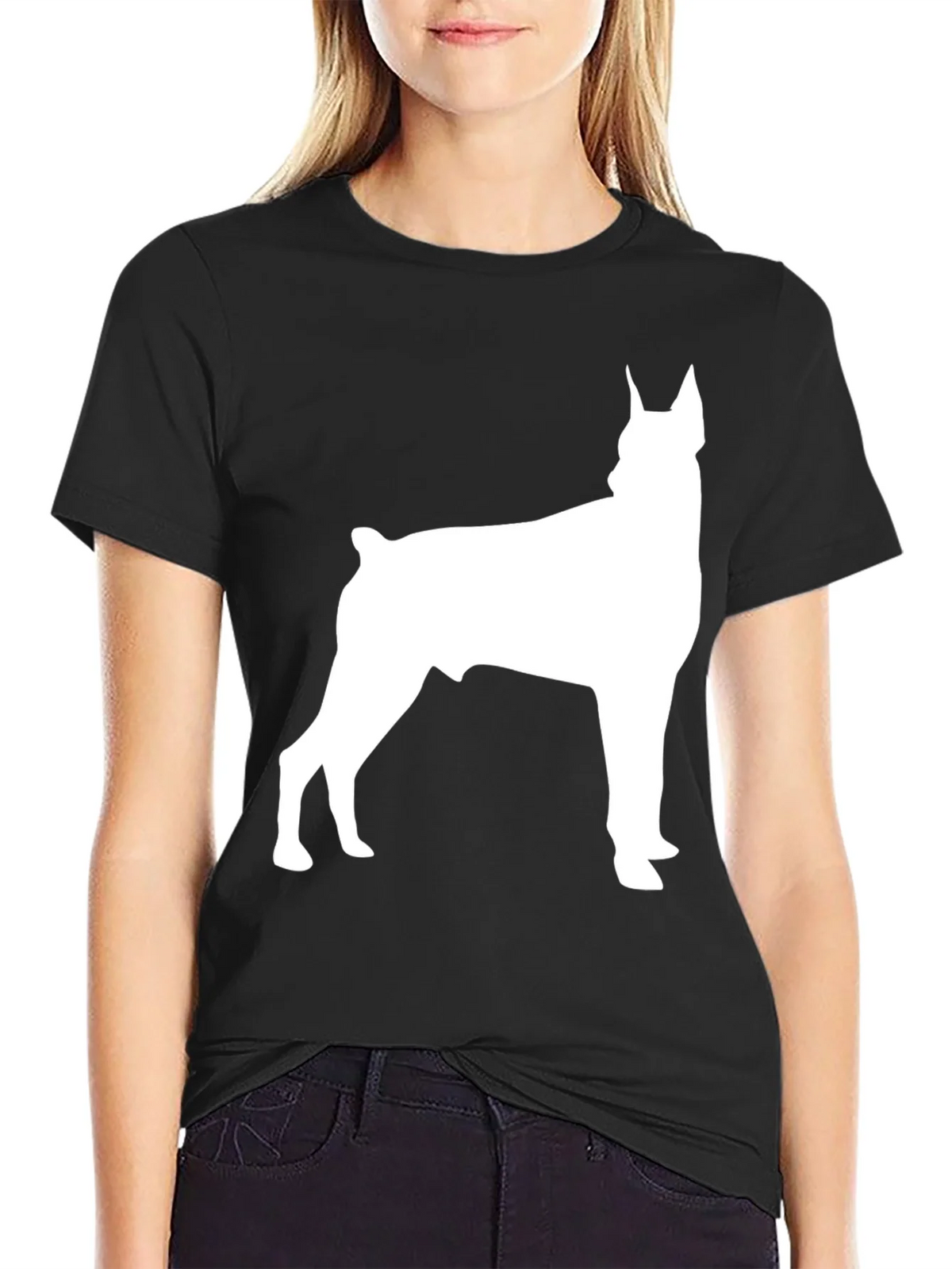Doberman Silhouette Graphic Tee - Black Cotton Blend product image 5