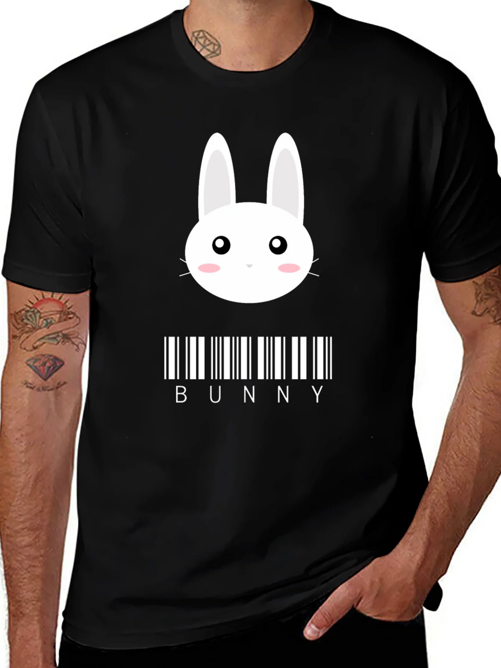 Bunny Barcode Graphic T-Shirt - Black Stylish Unique Design product image 1