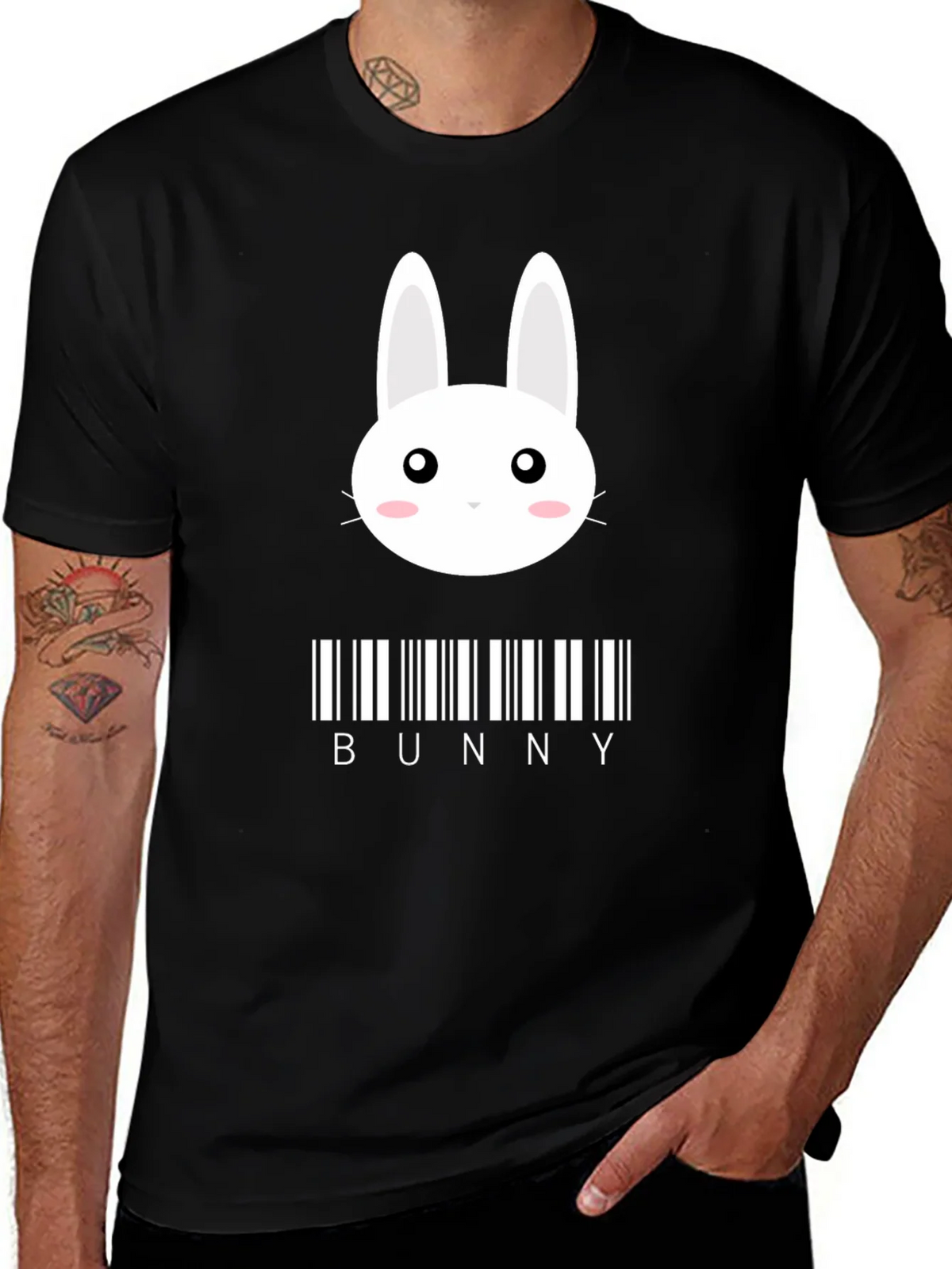 Bunny Barcode Graphic T-Shirt - Black Stylish Unique Design product image 1