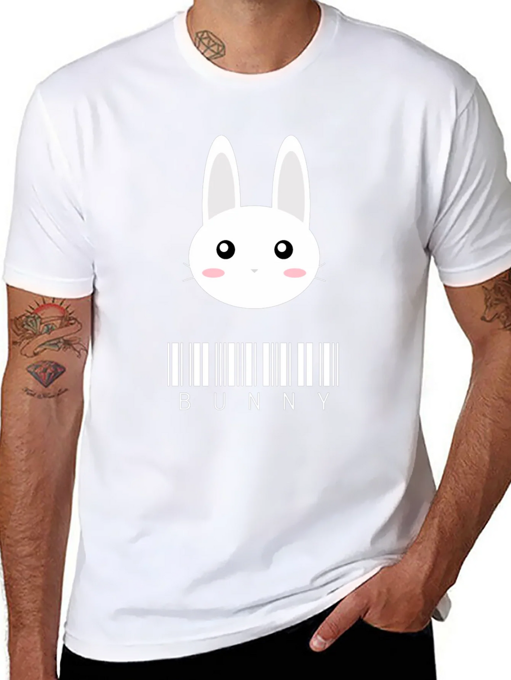 Bunny Barcode Graphic T-Shirt - Black Stylish Unique Design product image 5