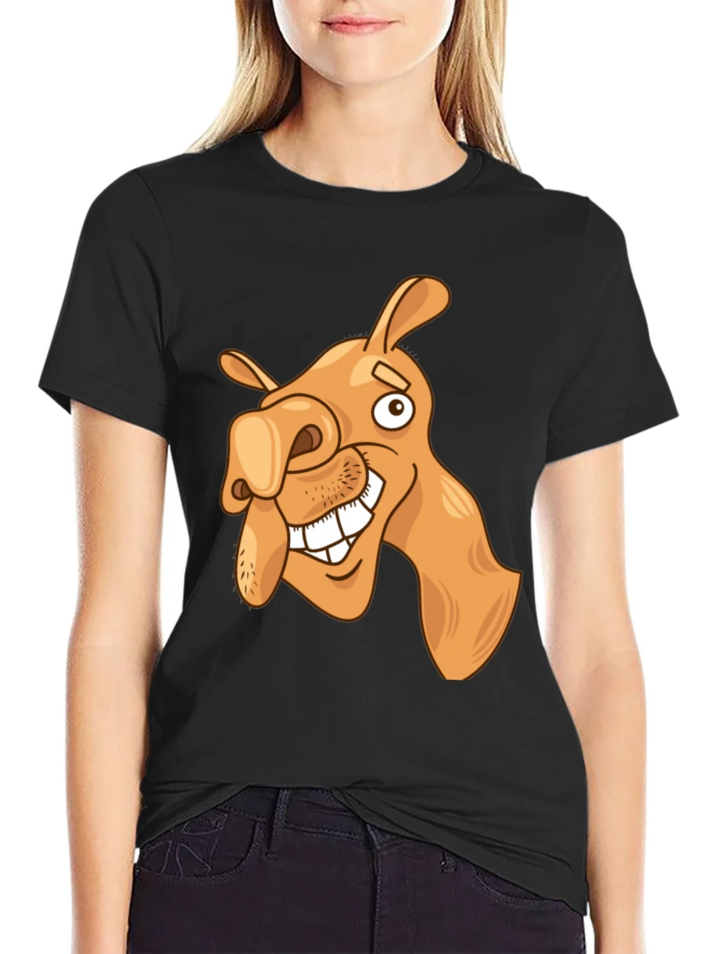 Funny Camel Cartoon Graphic Black T-Shirt product image 5