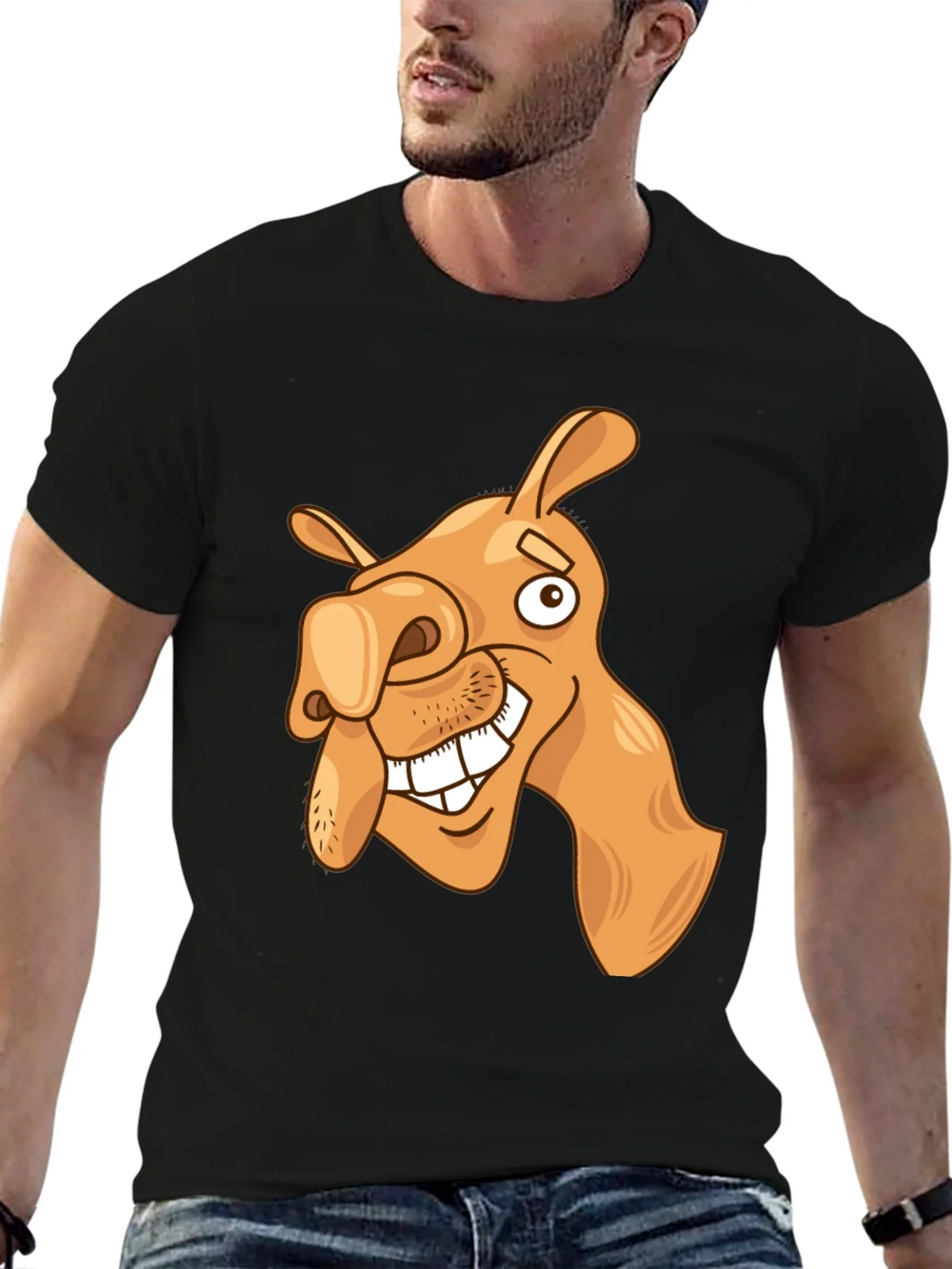 Funny Camel Cartoon Graphic Black T-Shirt product image 9