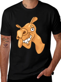 Funny Camel Cartoon Graphic Black T-Shirt product image 1
