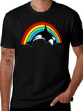 Orca Rainbow Graphic Tee - Black Cotton T-Shirt product image 1