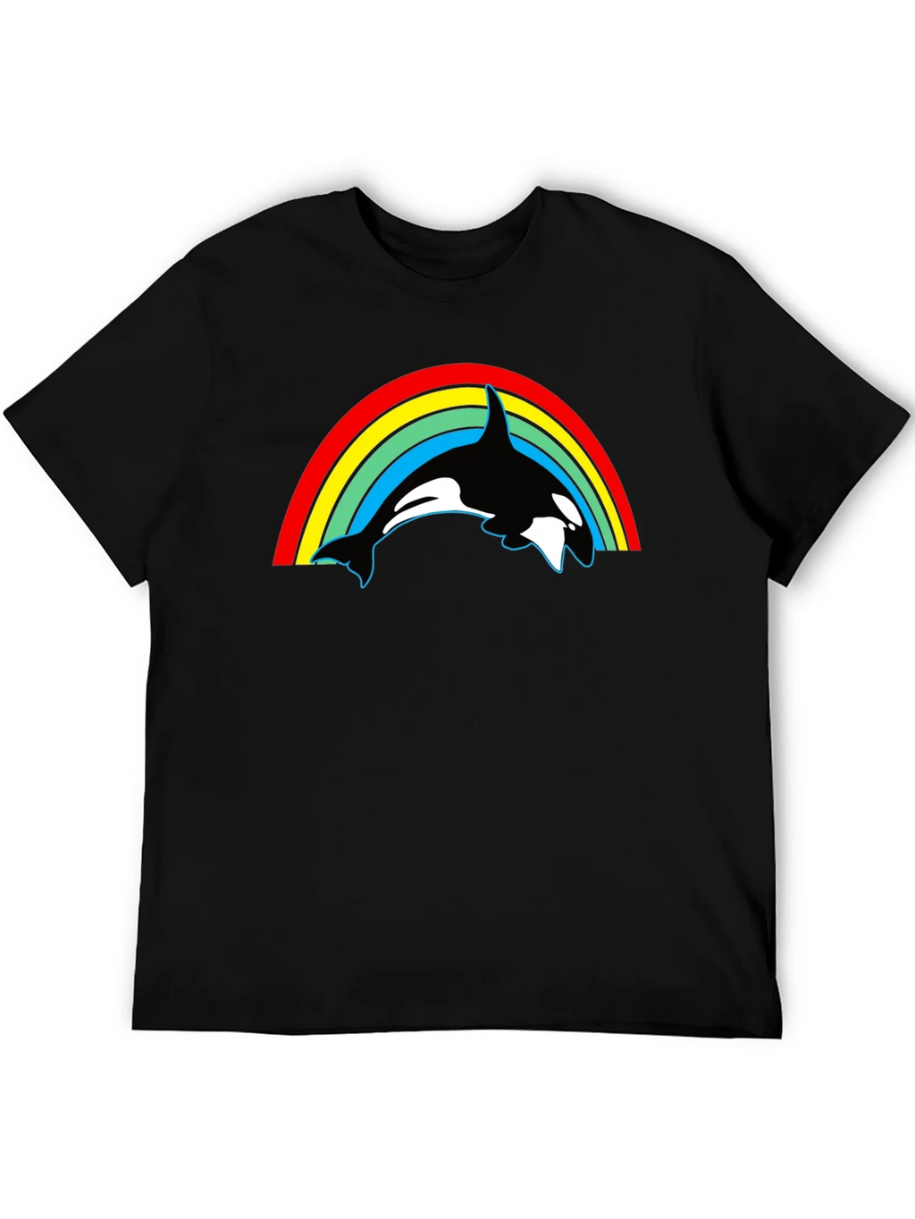 Orca Rainbow Graphic Tee - Black Cotton T-Shirt product image 8