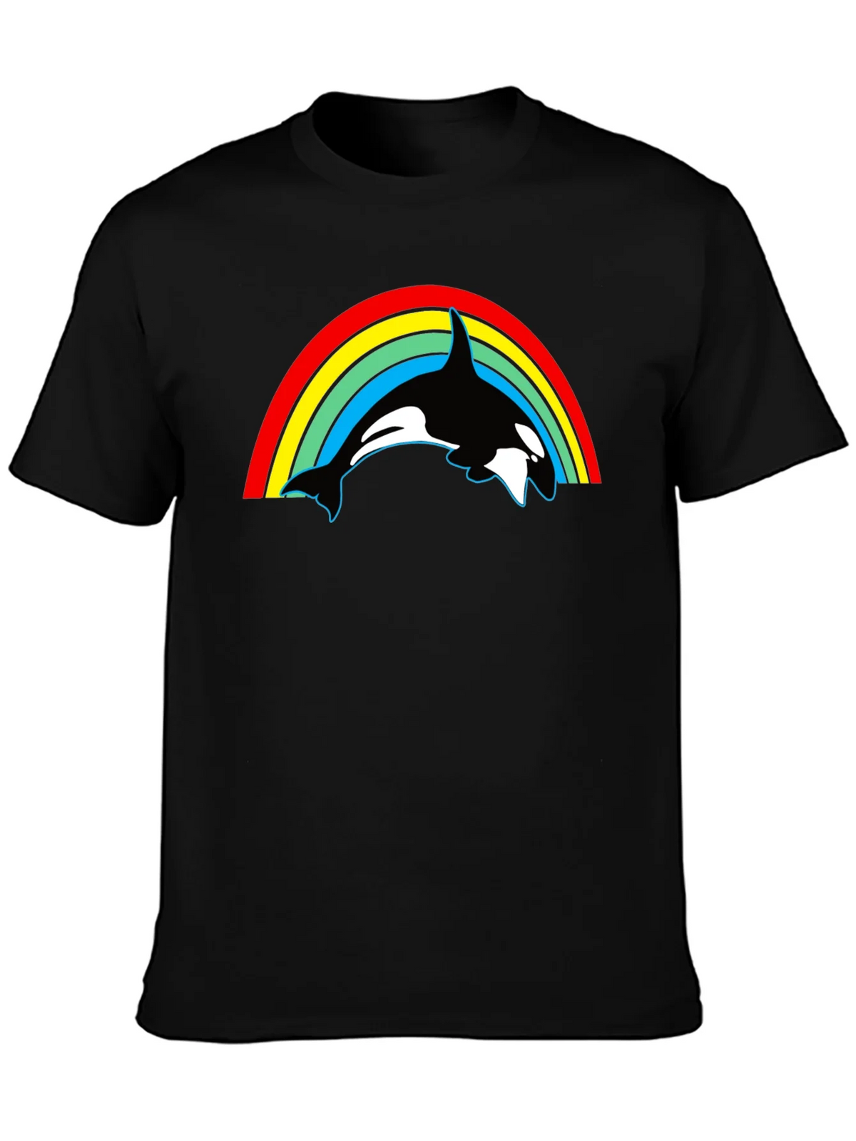 Orca Rainbow Graphic Tee - Black Cotton T-Shirt product image 6