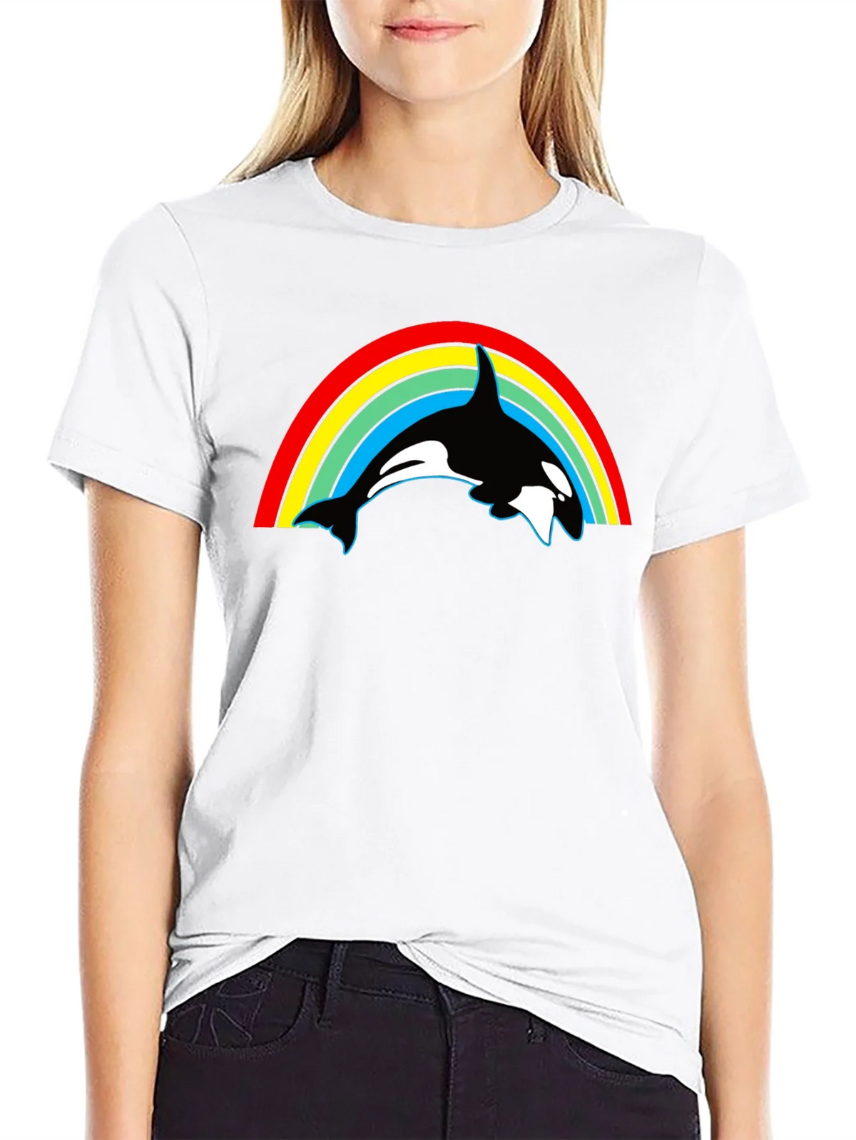 Orca Rainbow Graphic Tee - Black Cotton T-Shirt product image 11