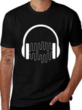Headphone Music Graphic Black T-Shirt product image 1
