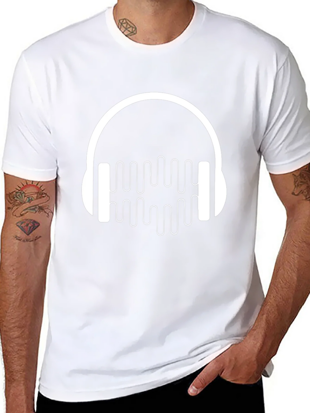 Headphone Music Graphic Black T-Shirt product image 10