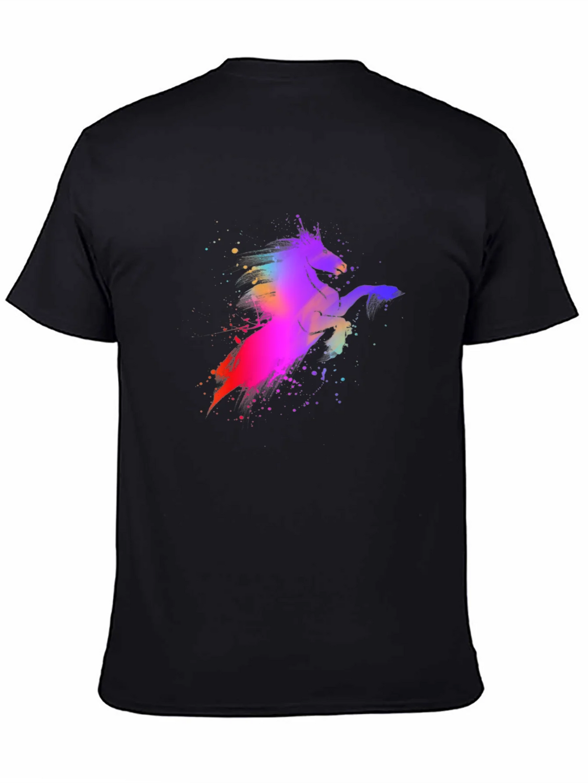 Colorful Unicorn Graphic Black T-Shirt product image 7
