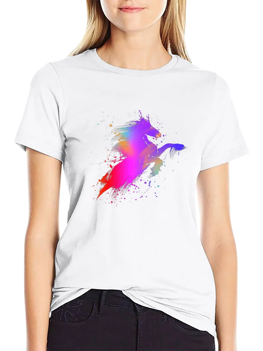 Colorful Unicorn Graphic Black T-Shirt product image 11