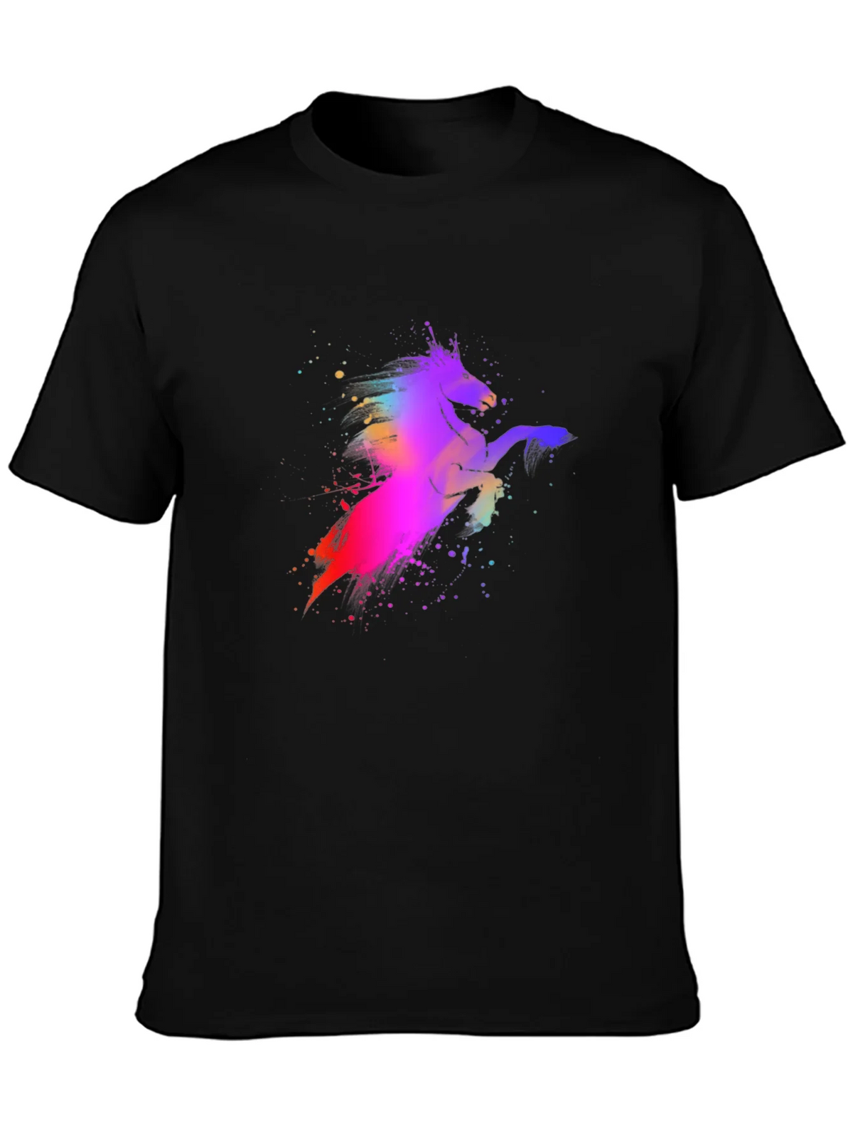 Colorful Unicorn Graphic Black T-Shirt product image 6