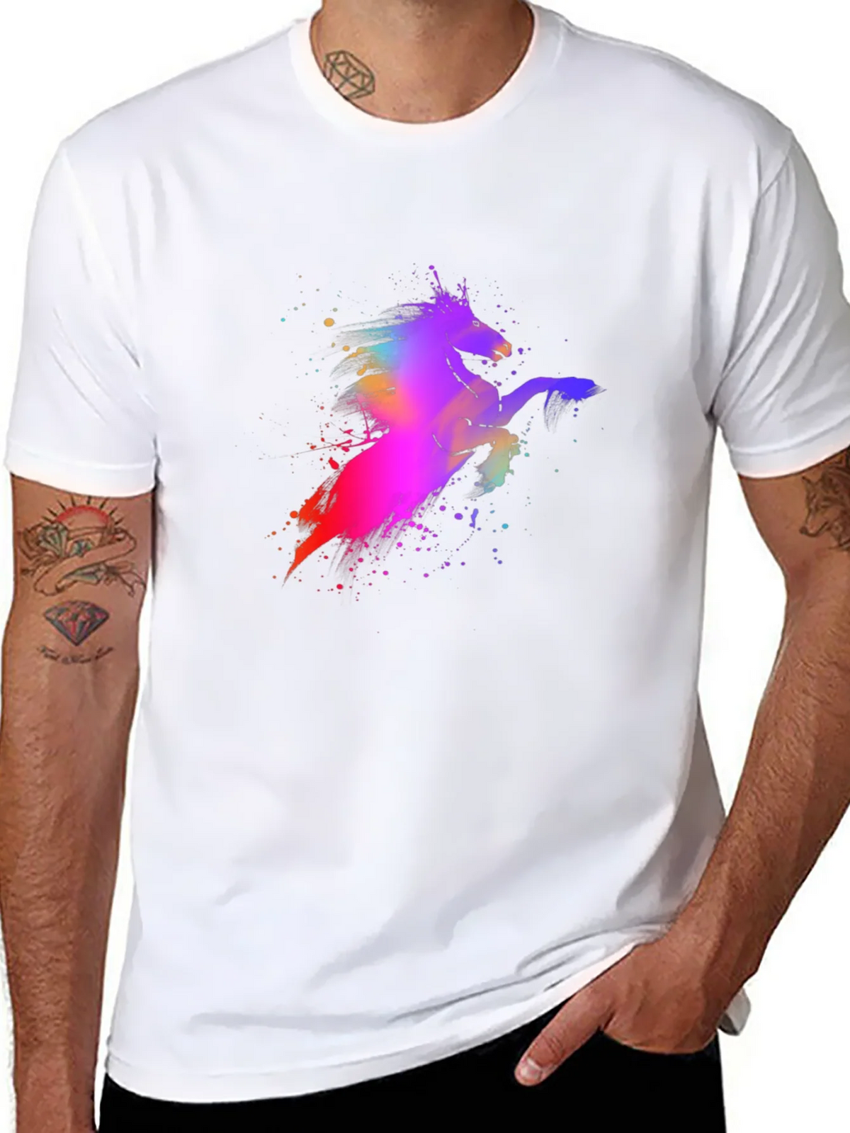 Colorful Unicorn Graphic Black T-Shirt product image 10