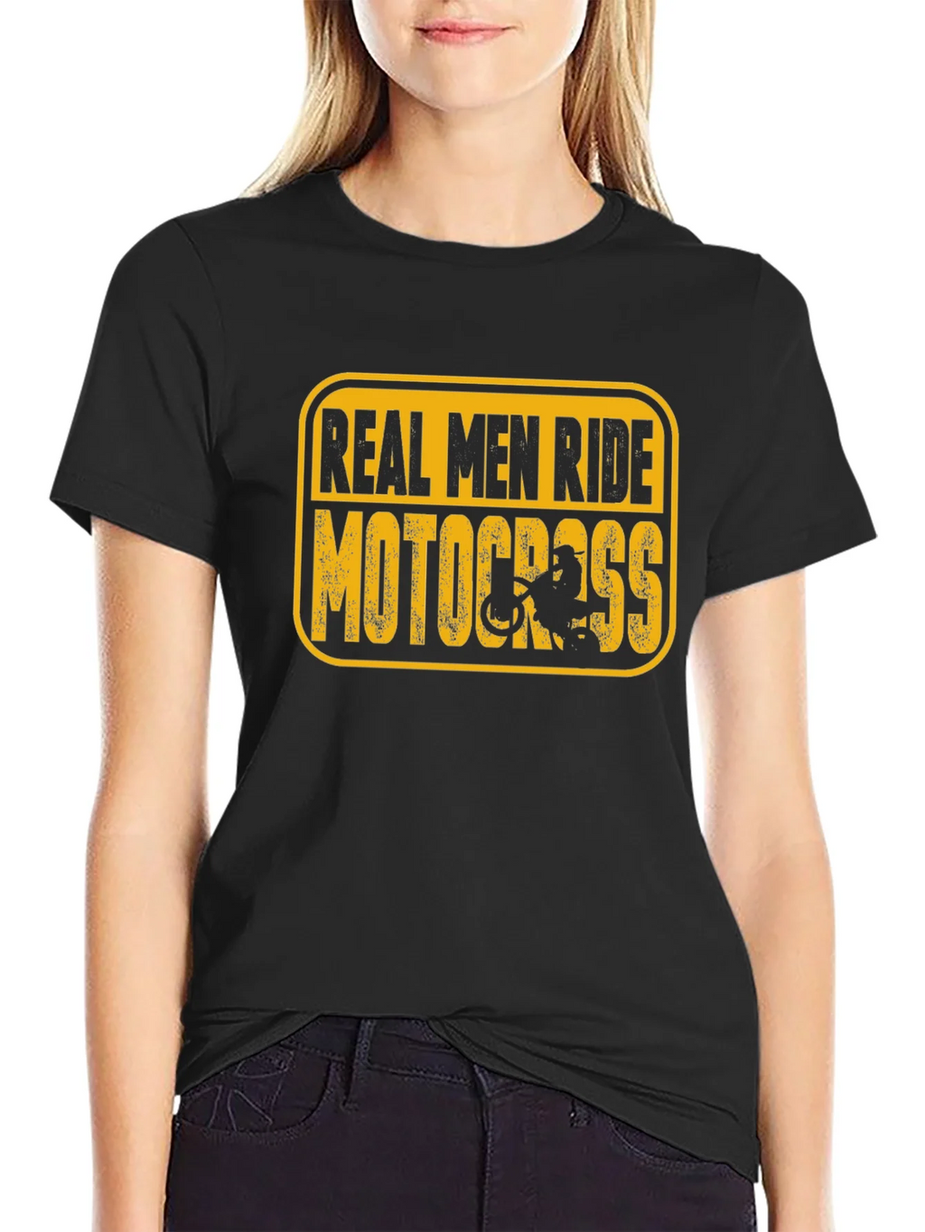Real Men Ride Motocross Black T-Shirt product image 5