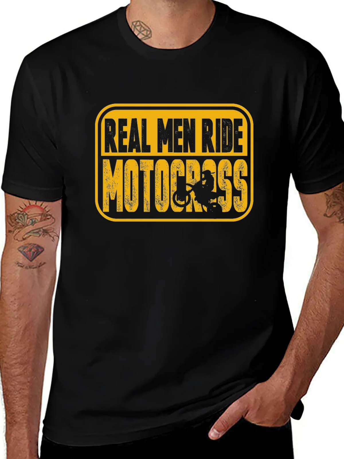 Real Men Ride Motocross Black T-Shirt product image 1