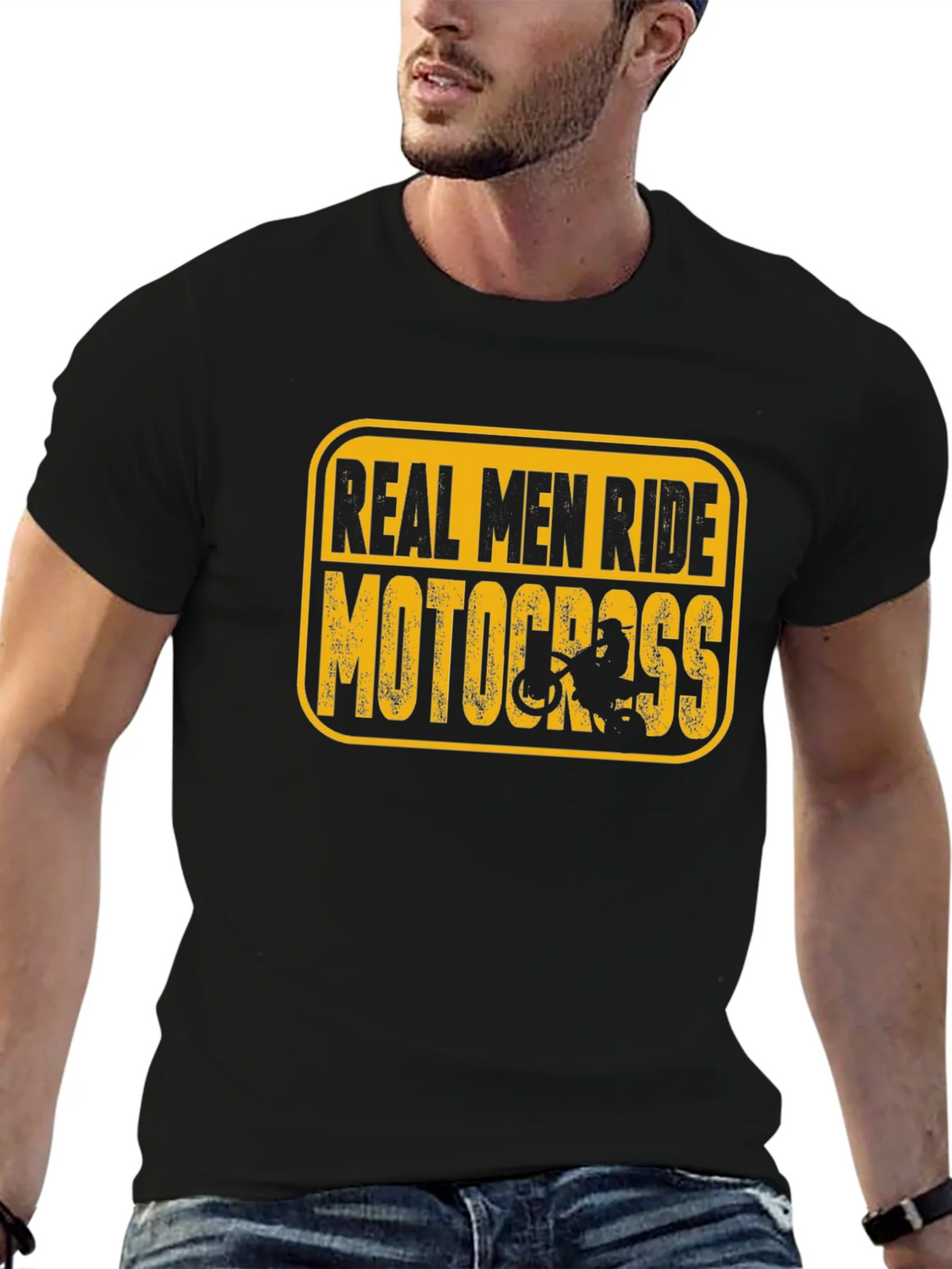 Real Men Ride Motocross Black T-Shirt product image 9