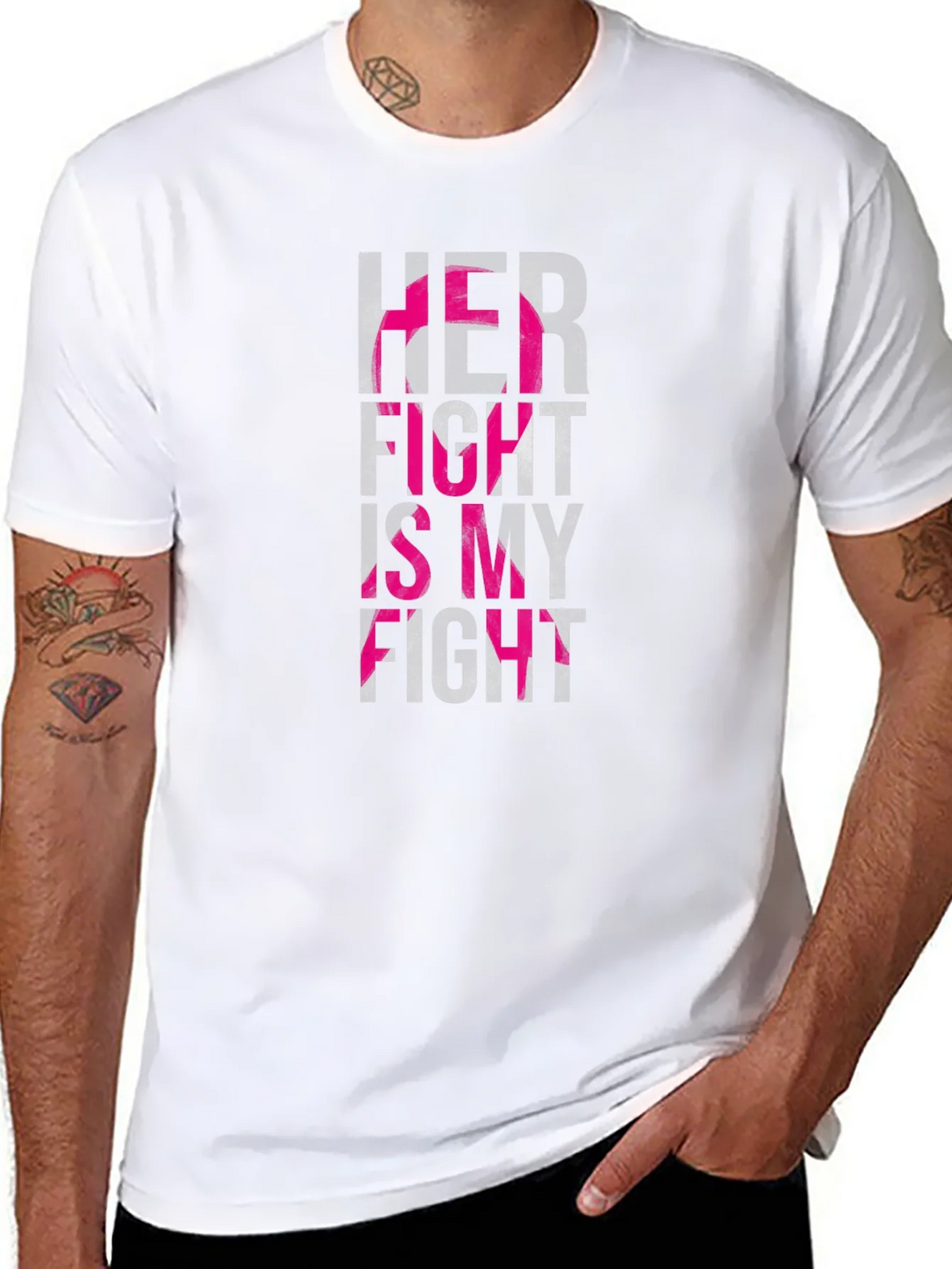 Her Fight is My Breast Cancer Awareness T-Shirt product image 7