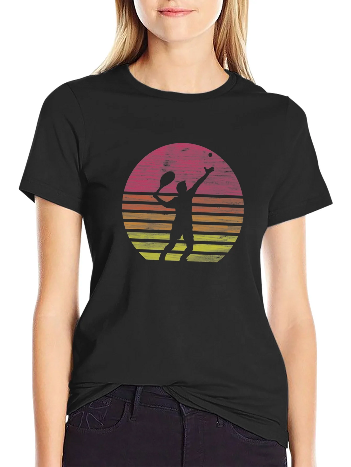 Tennis Player Sunset Graphic T-Shirt - Casual Comfort product image 5