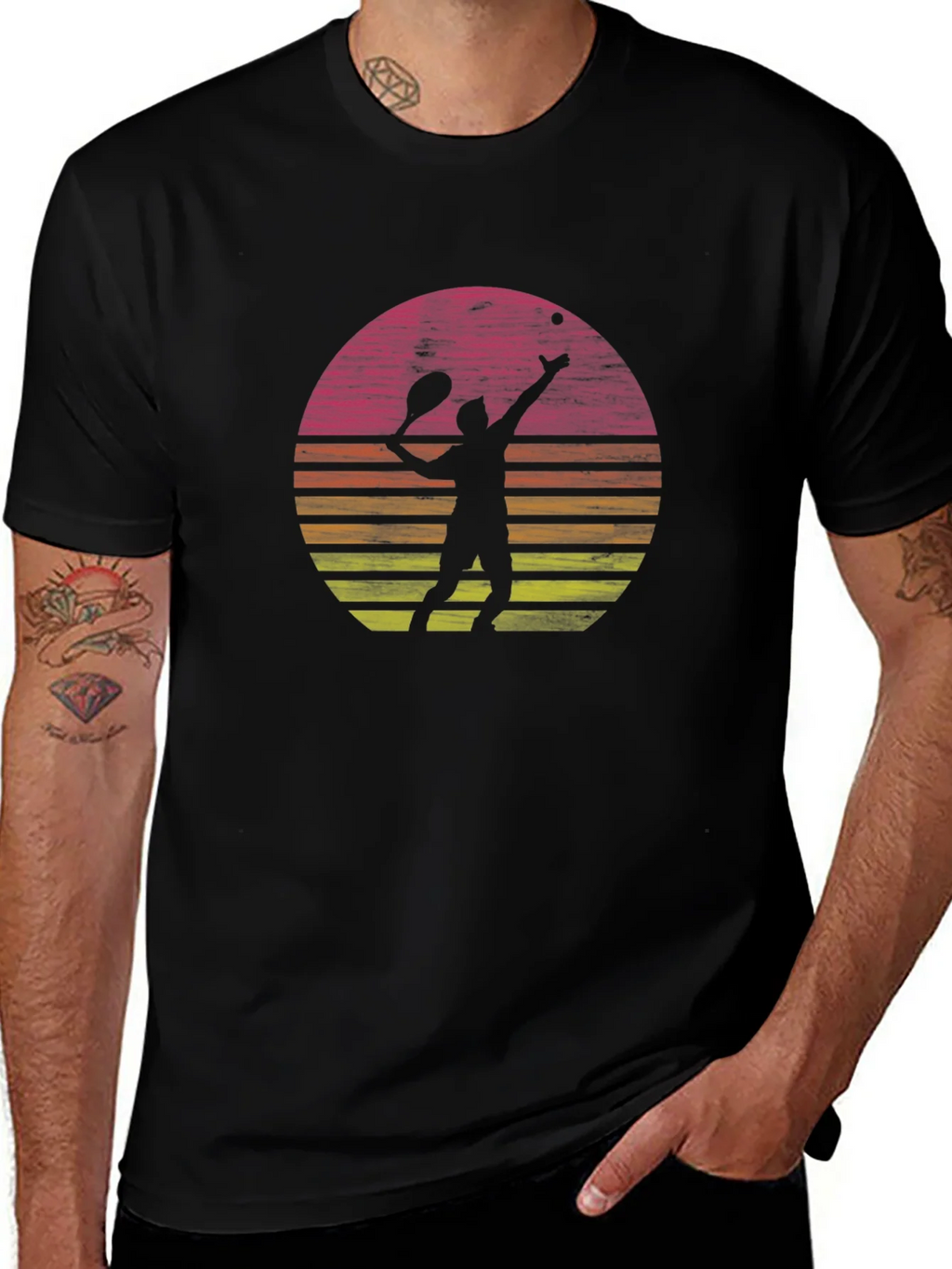 Tennis Player Sunset Graphic T-Shirt - Casual Comfort product image 1