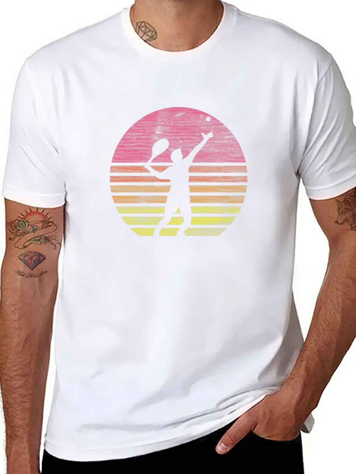 Tennis Player Sunset Graphic T-Shirt - Casual Comfort product image 10