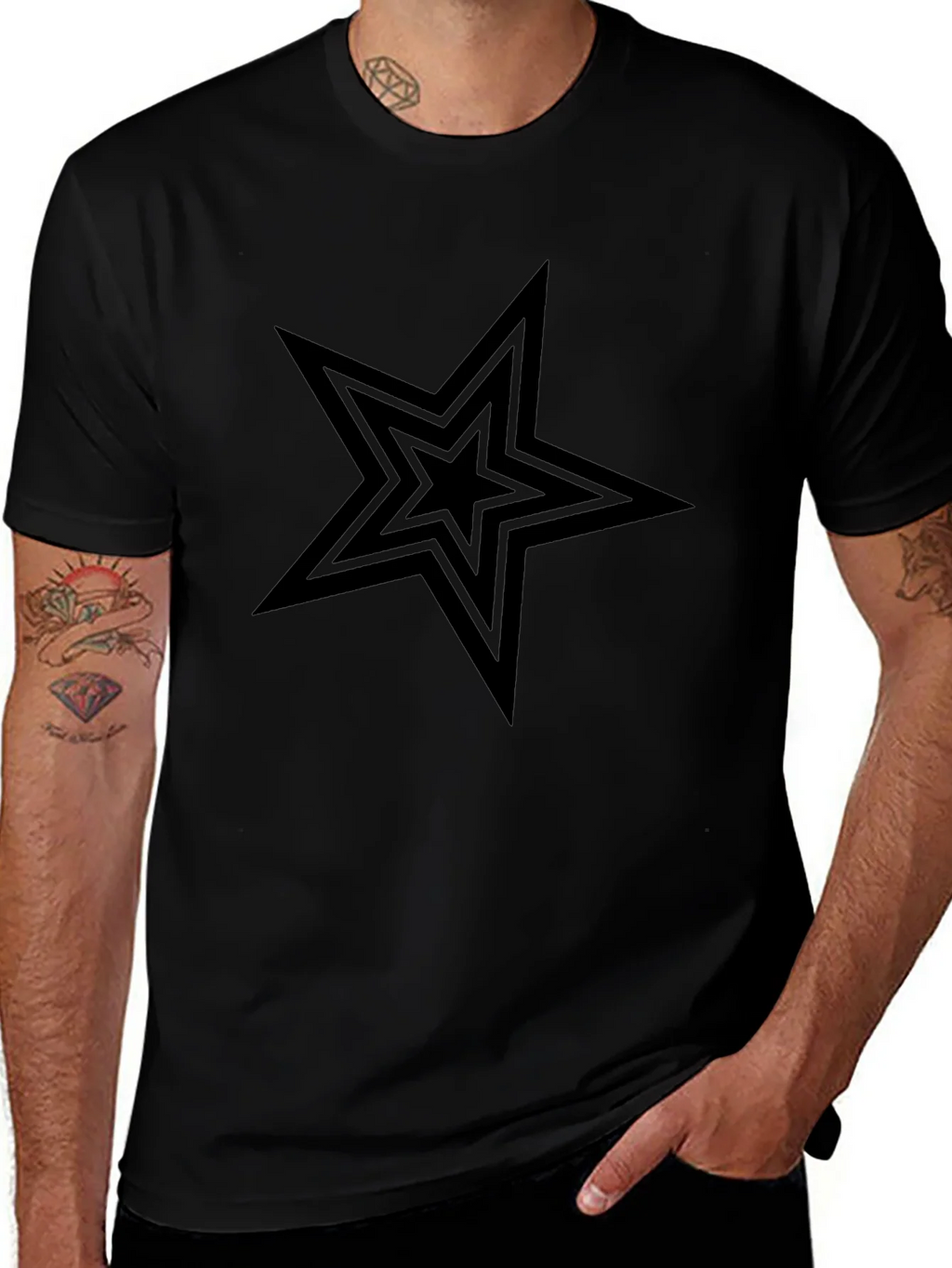 Black Star Graphic Tee - Mens Casual Shirt product image 1