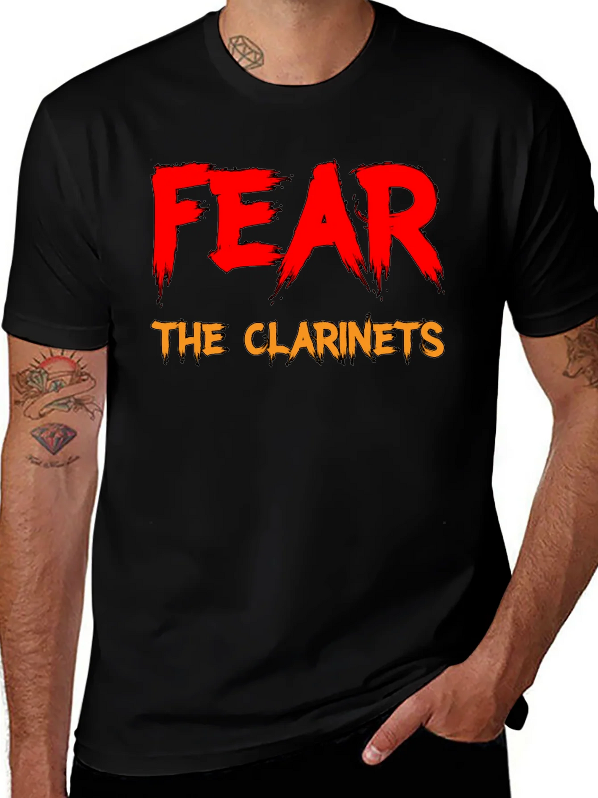 Fear The Clarinets Black T-Shirt Funny Band Tee product image 1