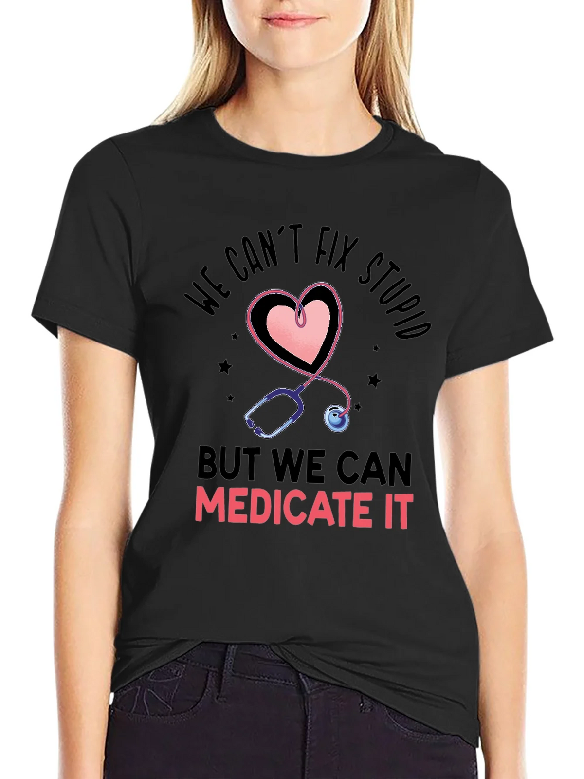Funny Nurse T-Shirt - Cant Fix Stupid product image 2