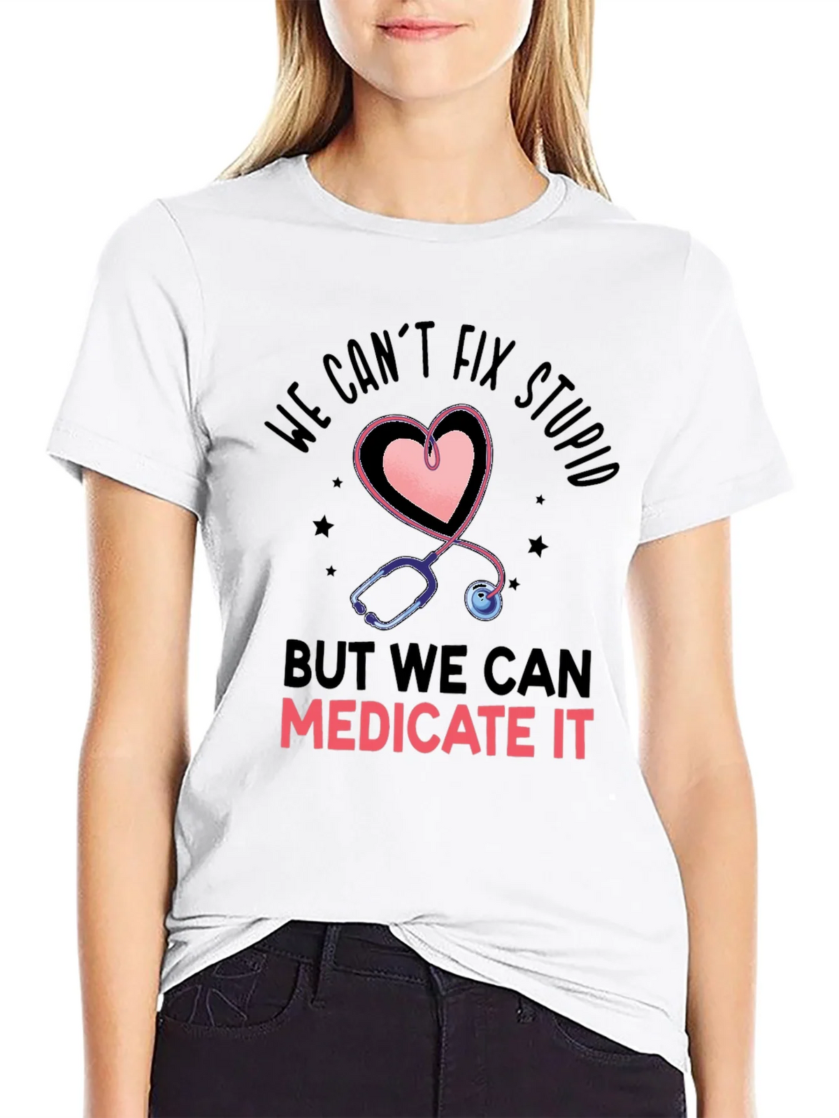 Funny Nurse T-Shirt - Cant Fix Stupid product image 7
