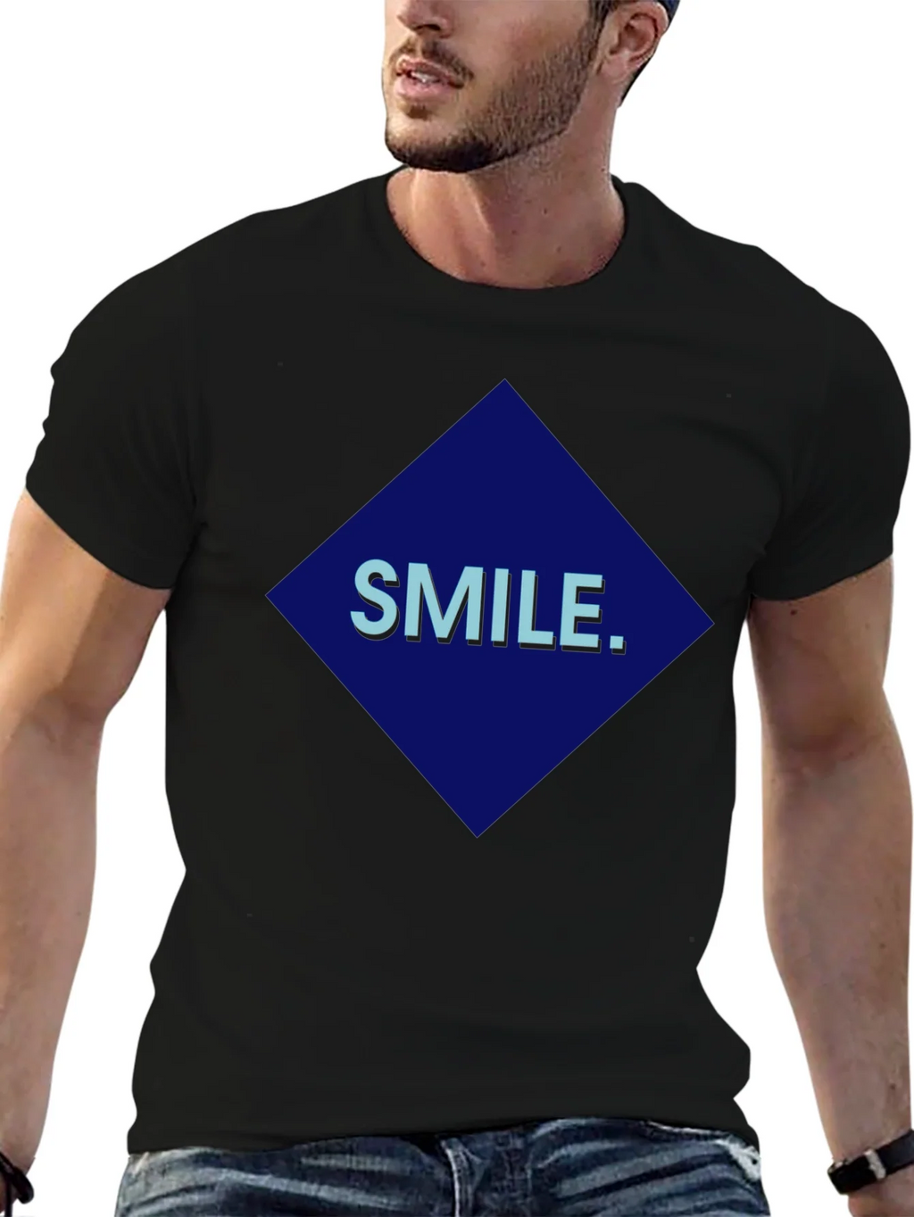 Smile Graphic Print Black T-Shirt product image 9
